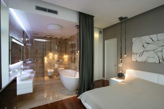 Camera da letto con bagno a vista