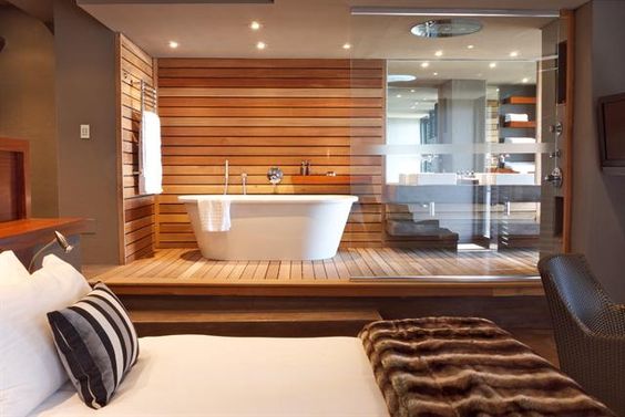 Camera da letto con bagno stile chalet