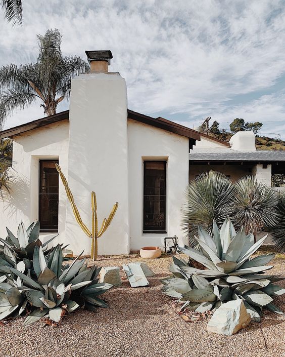 Stucco bianco con paesaggio in stile deserto