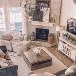 soggiorno rustico moderno con camino