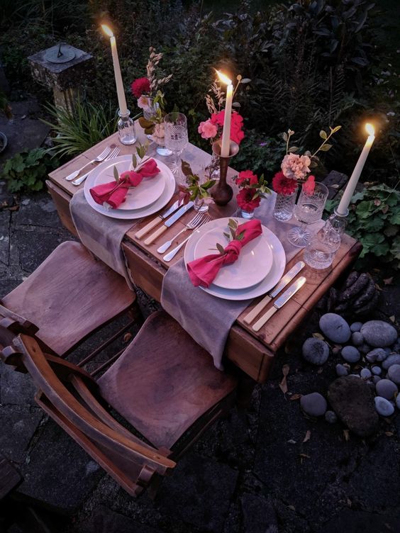 candele per tavola romantica