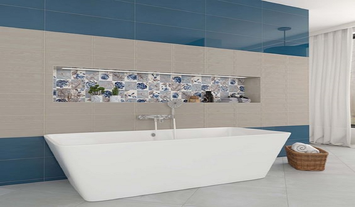 Abbinamenti per bagno color tortora e blu