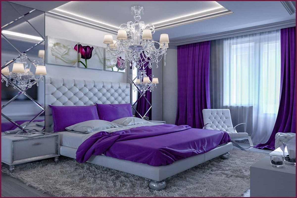 Camera da letto lilla contrasto, la scelta del tappeto