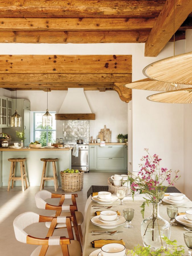 Arredare cucina e soggiorno in stile rustico