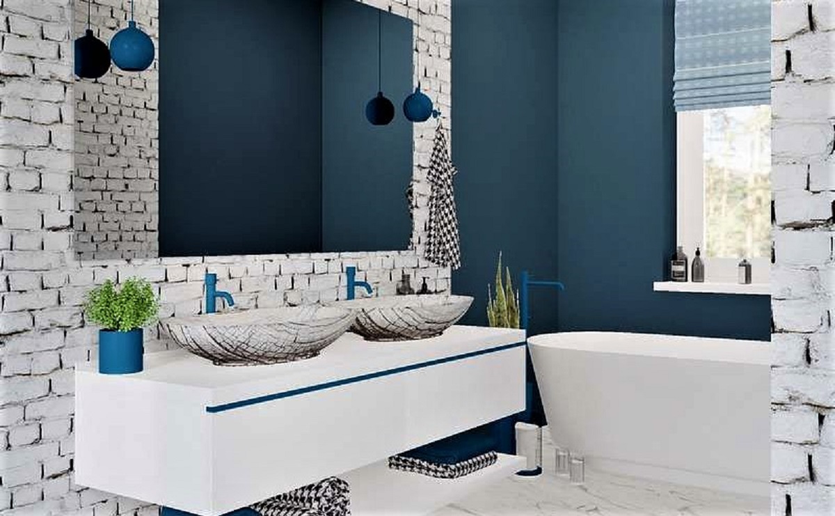 come decorare un bagno colore ottanio