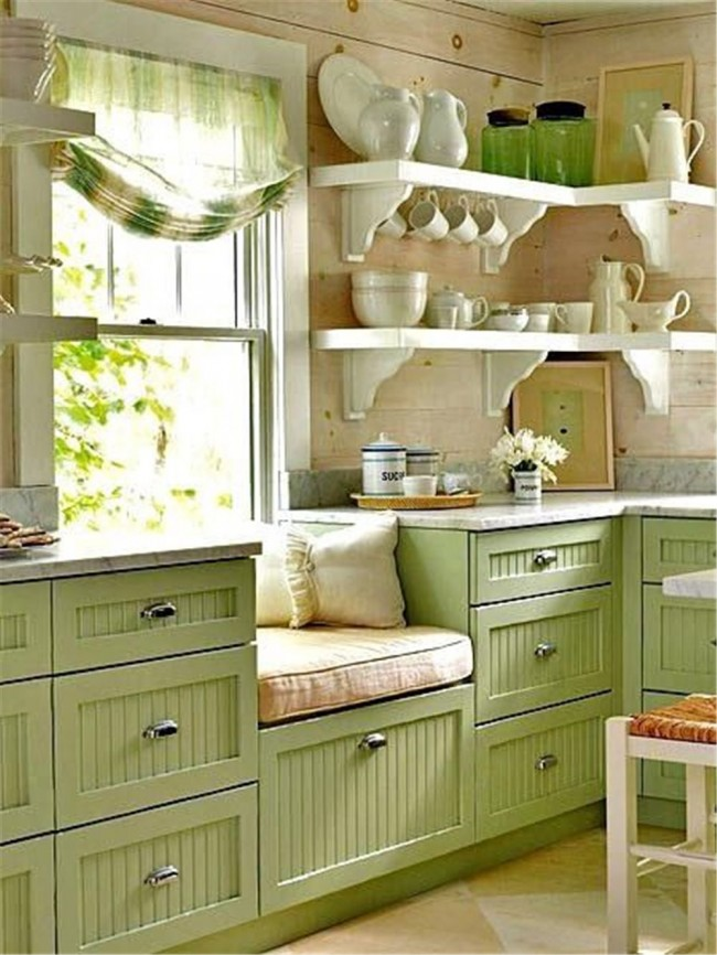 Cucina shabby chic verde