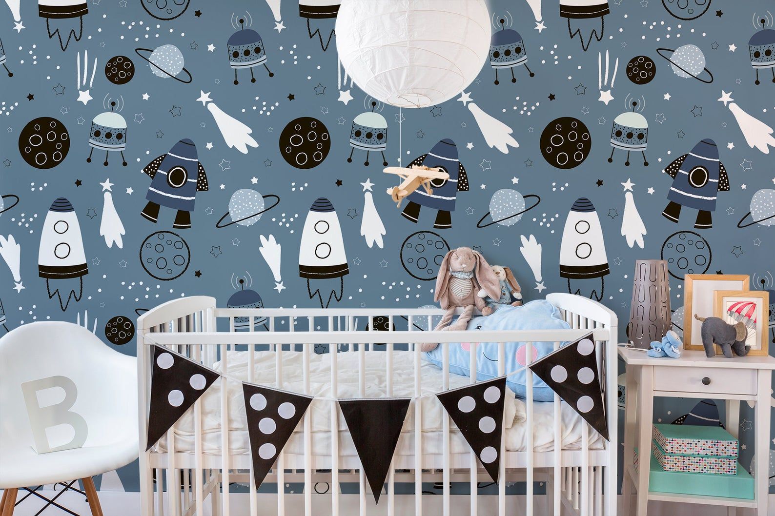 kids room space wallpaper peel and stick wall mural hand etsy 1
