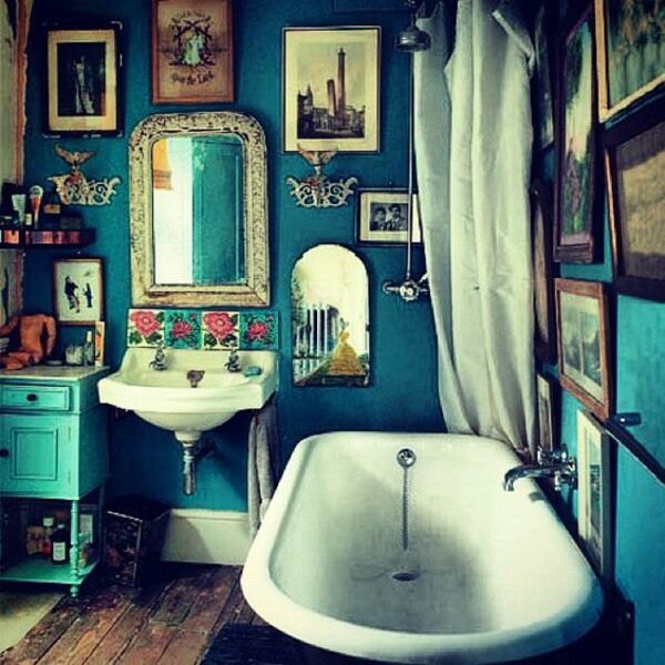 idee pareti bagno bohemien