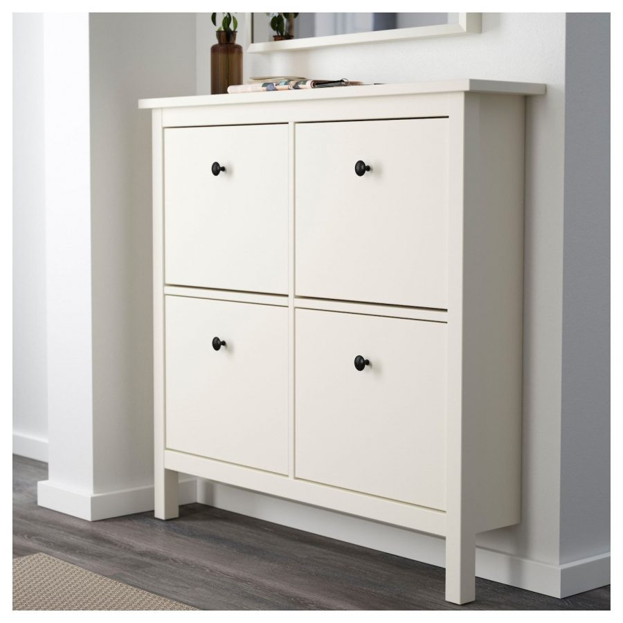 HEMNES Scarpiera a 4 scomparti, bianco, 107x22x101 cm