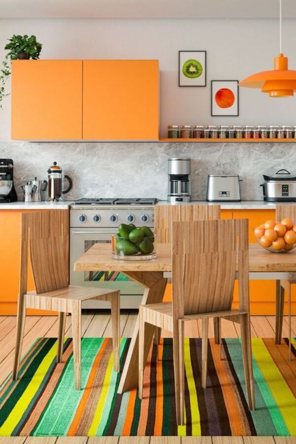 cucina stile eclettico arancio