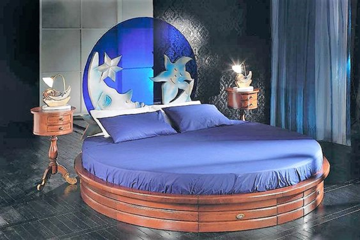 letto rotondo blu