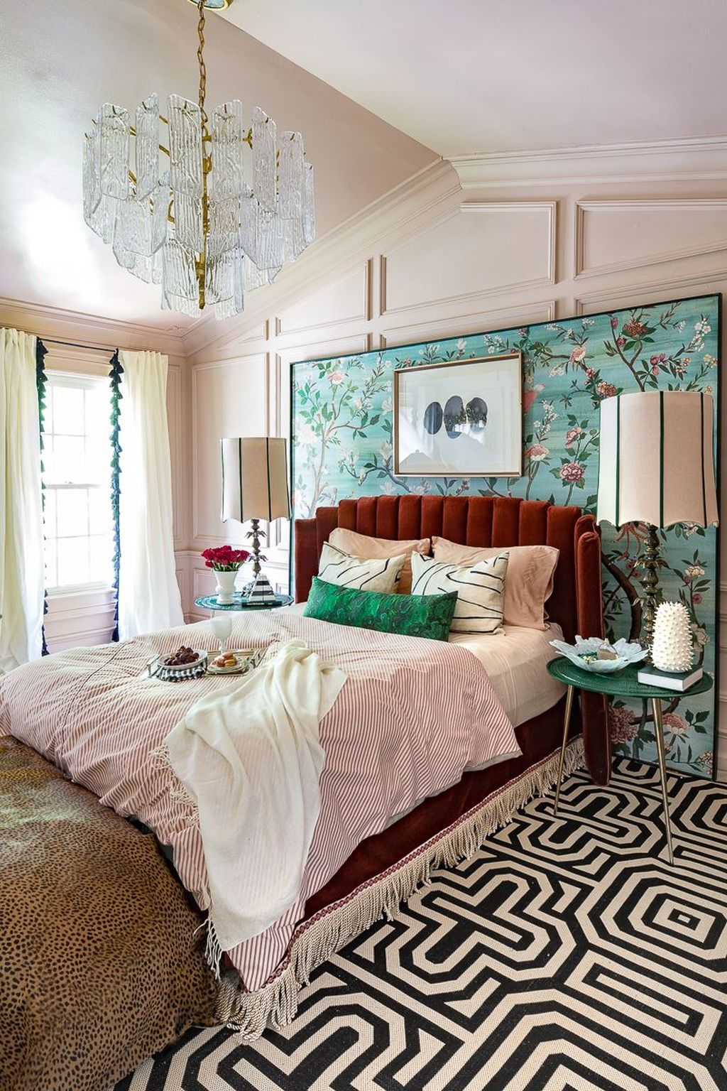 camera da letto in stile eclettico carta da parati