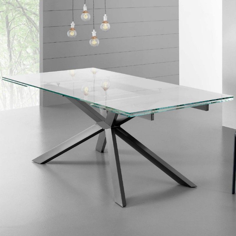 tavolo metallo e vetro