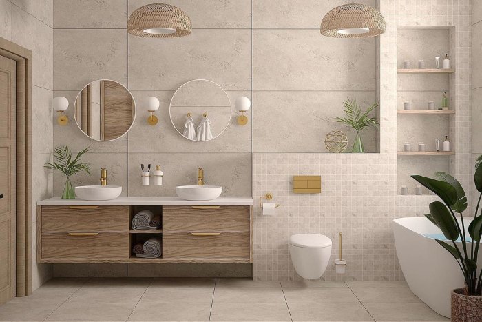 pareti bagno color cappuccino soft