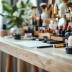 Immagine di una beauty station ben organizzata per il trucco