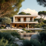 Vista della casa di Delia Lachance immersa nella natura dell'Algarve