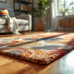 Tappeti colorati in un soggiorno moderno e accogliente