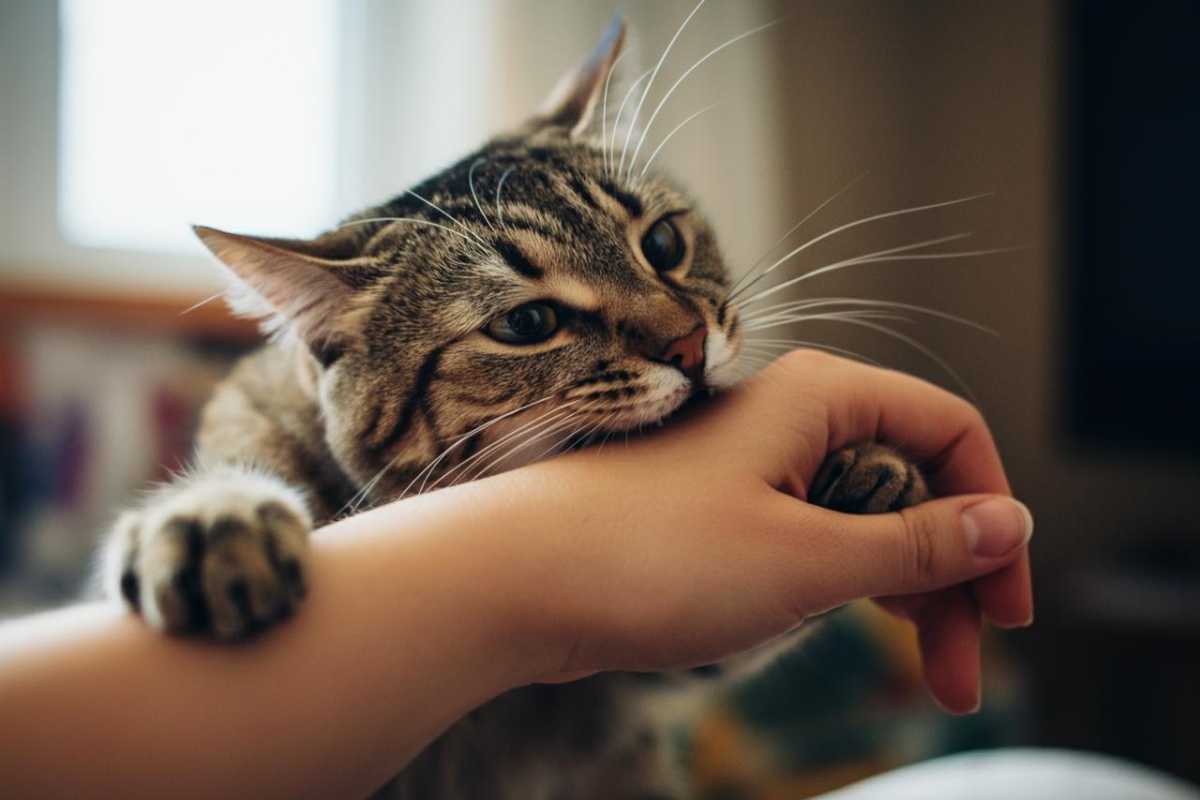 quando il gatto morde le mani