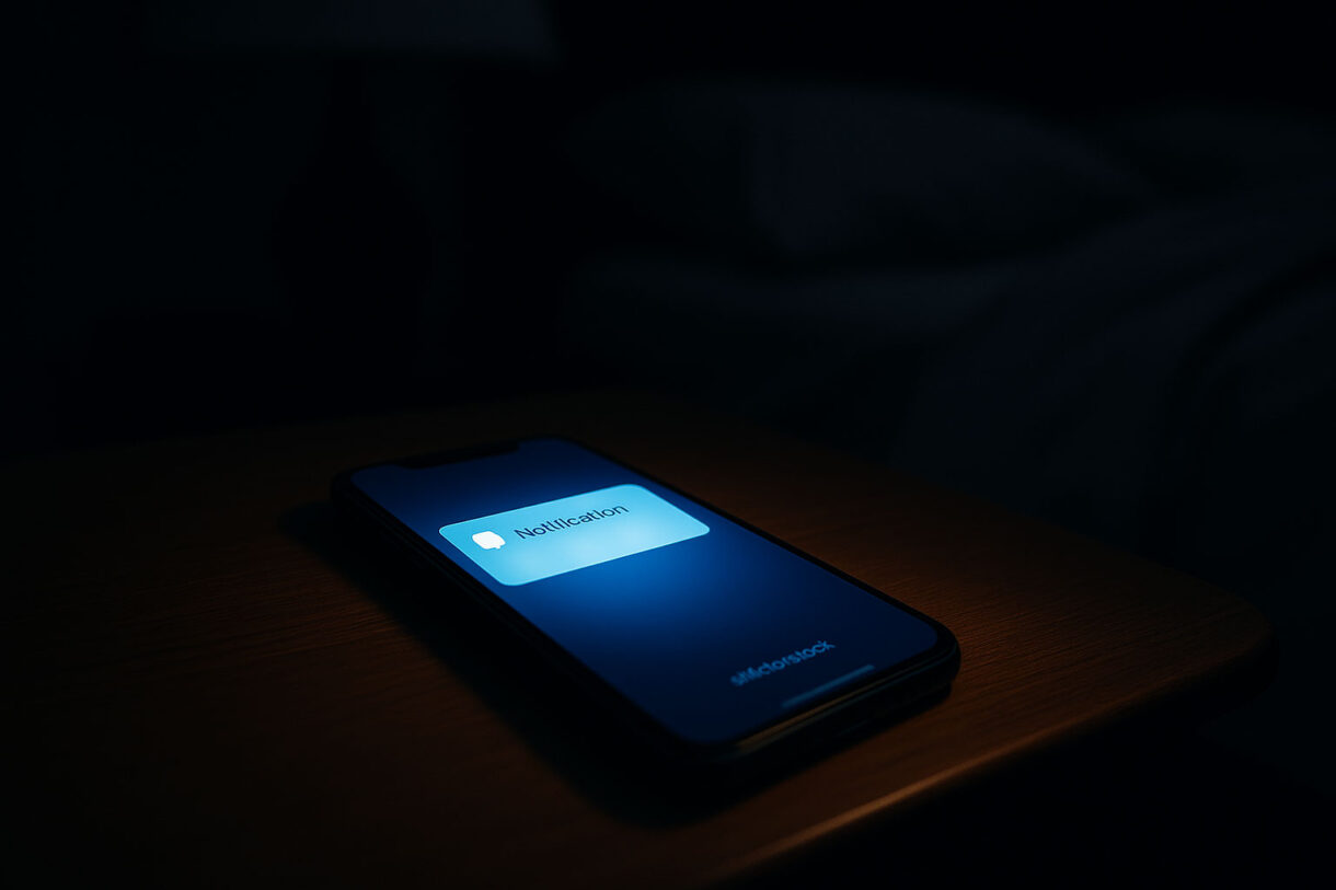 smartphone illuminato di notte