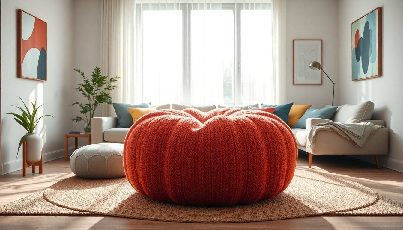 scopri il pouf in lana cotta che rivoluzionera il tuo soggiorno 1766148663
