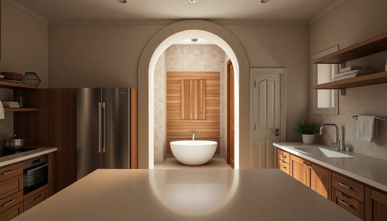 cucina e bagno moderno transizionale trasformazione e materiali coordinati 1773906394