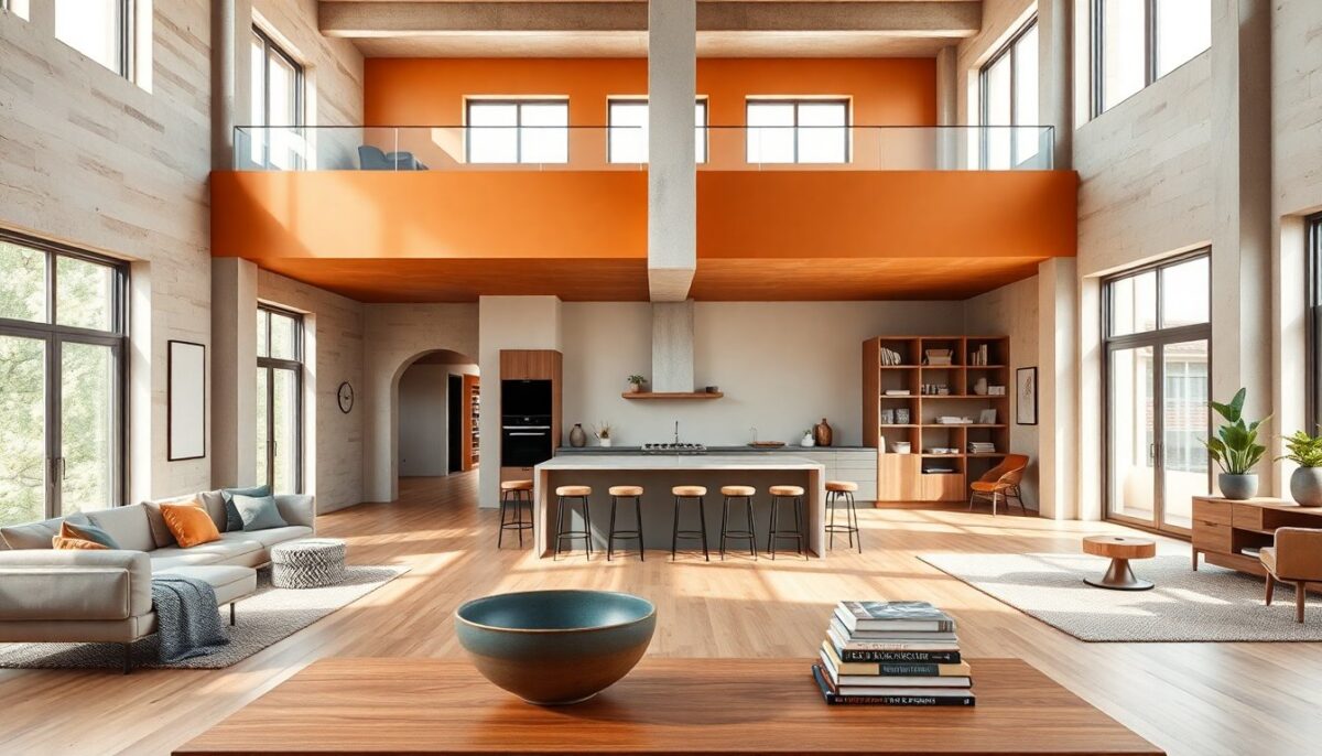 Progettare un loft oltre i 100 mq con soppalco e cucina centrale