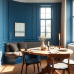 Come una boiserie blu trasforma la zona pranzo in un fulcro conviviale